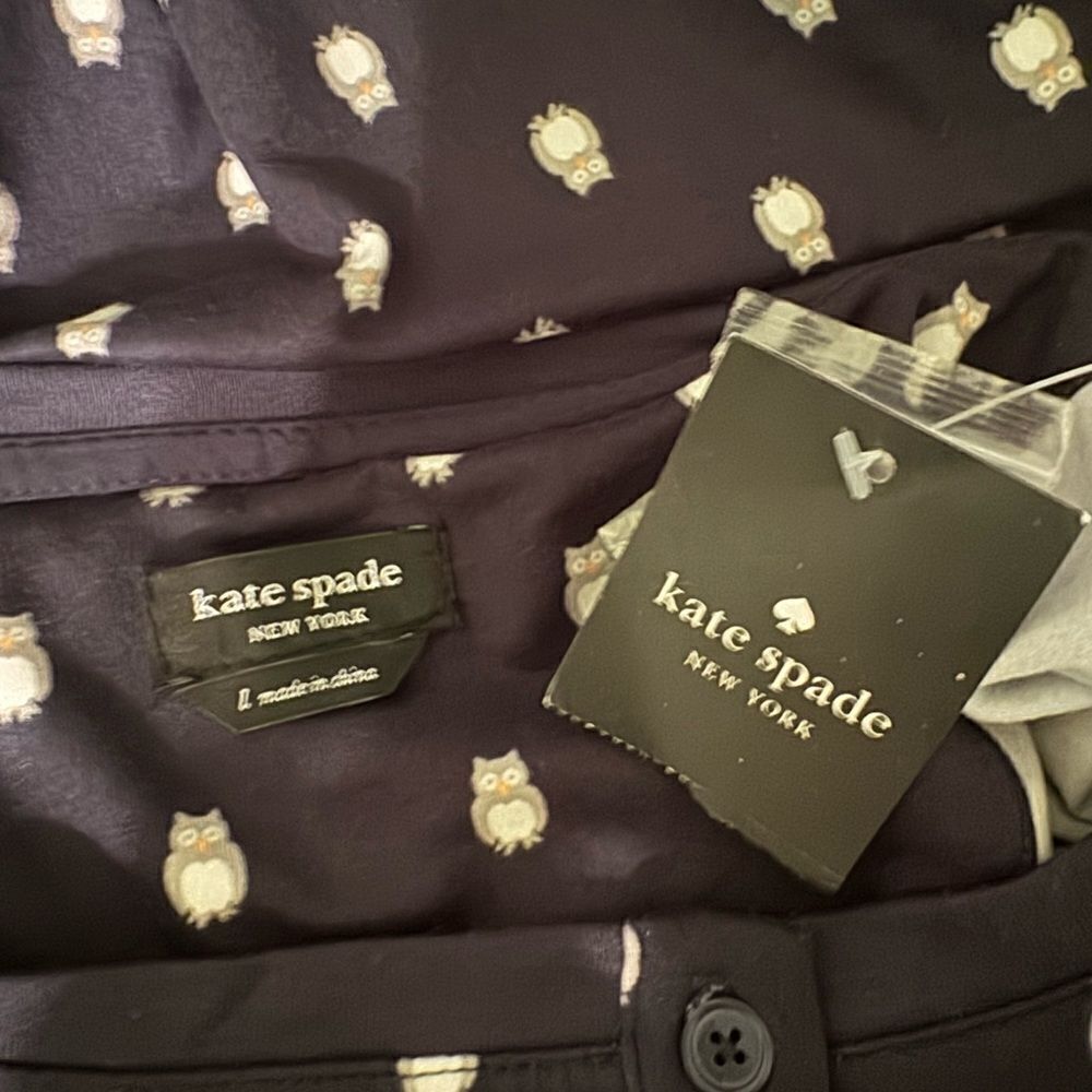 NWT Kate Spade Henley Navy Owl Pajama Top - Picture 6 of 8